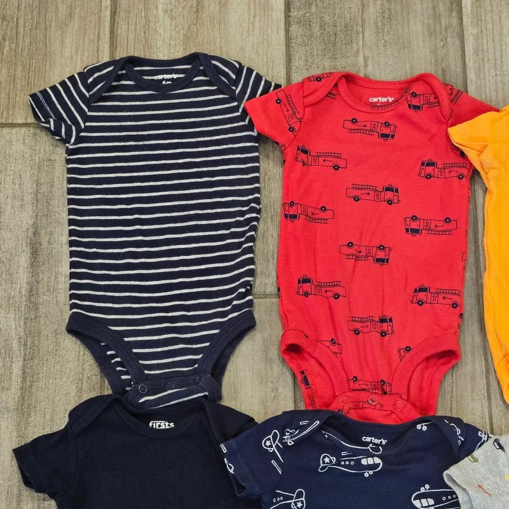 Carter's Bodysuits‎ Kids Size 6M 15 Piece Lot Stripes Animals Vehicles Infant